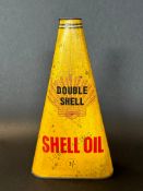 A Double Shell Lubricating Oil conical quart can with stickman/robotman motif to the verso.