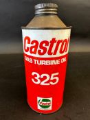 A Castrol Gas Turbine Oil 325 cylindrical can.