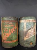 A Wakefield Castrol embossed five gallon drum and one other.