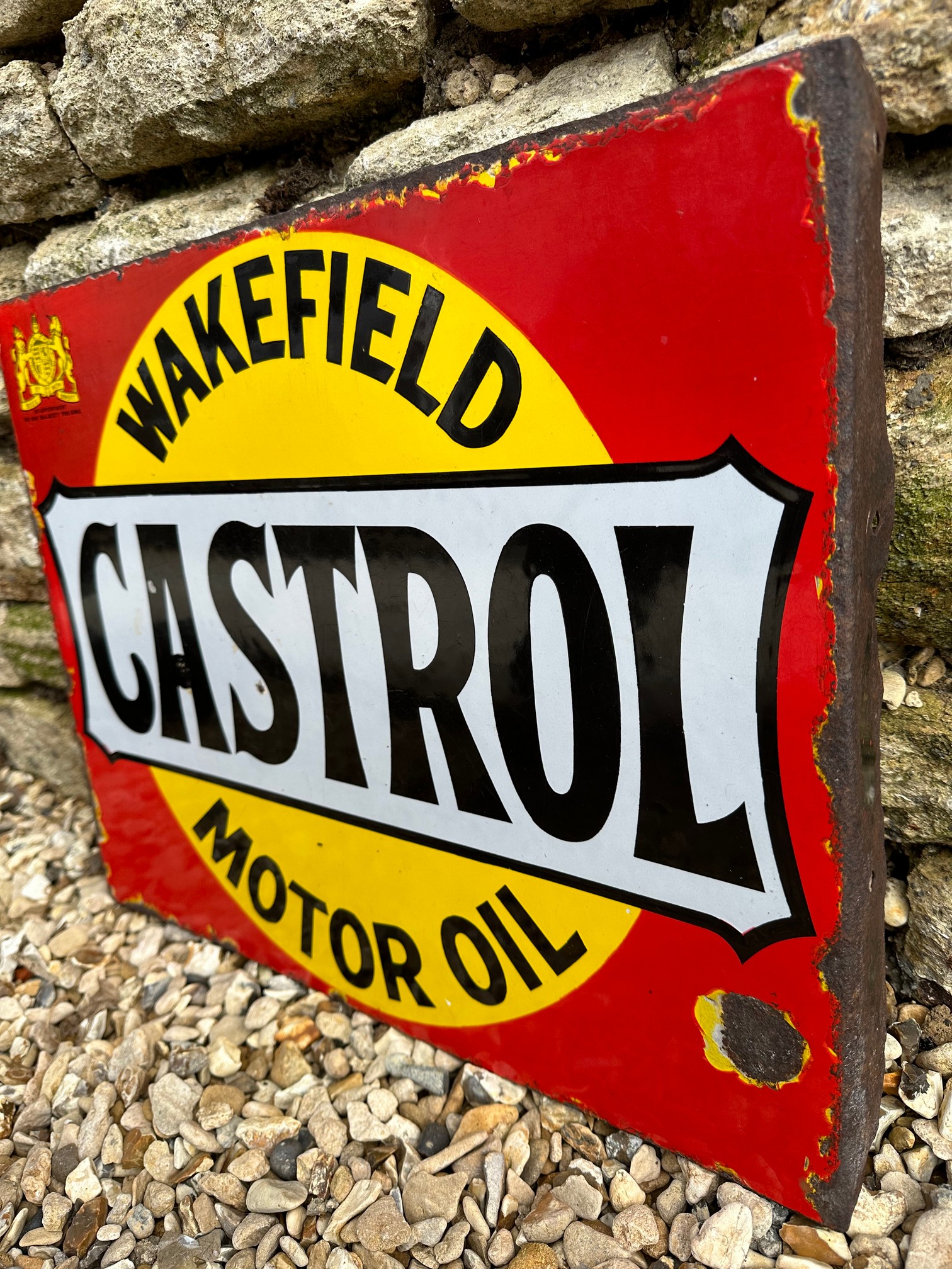 A Wakefield Castrol Motor Oil double sided enamel sign with hanging flange by Bruton of Palmers - Image 5 of 5