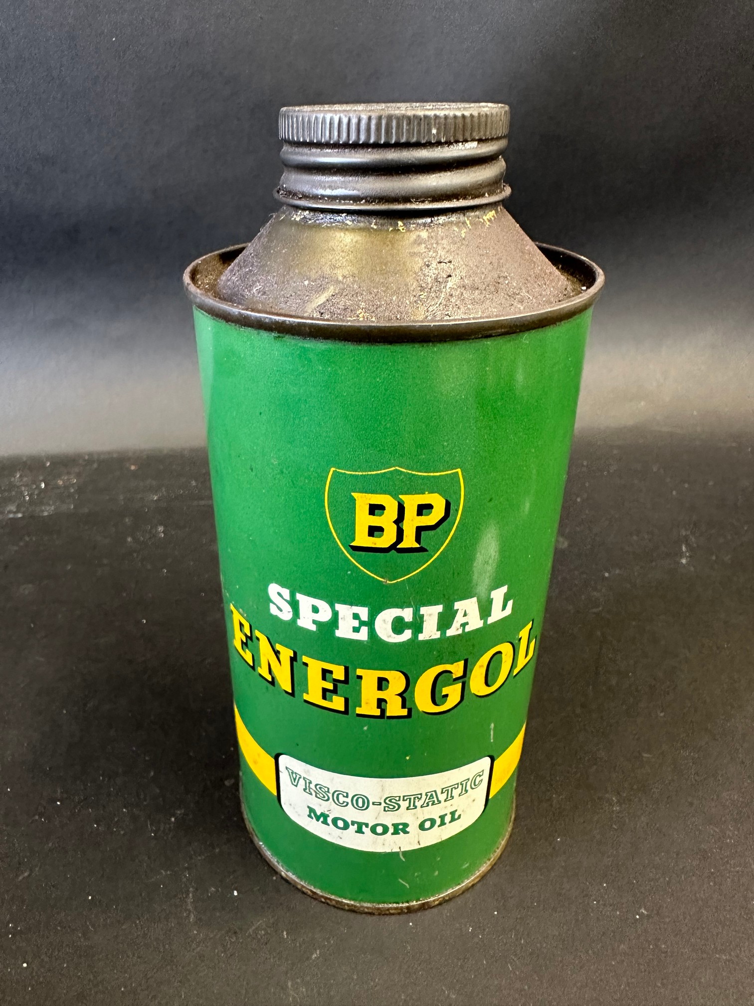 A BP Special Energol pint can, in good condition.