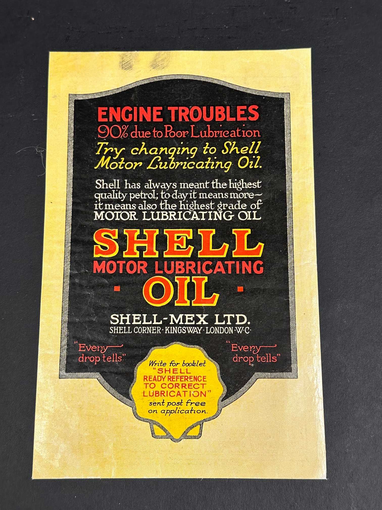 A Shell Motor Oil original double sided advertisement. - Image 2 of 2