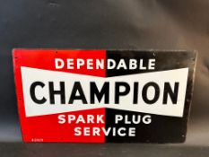 A Champion Dependable Spark Plugs Service rectangular enamel sign dated 1951, 23 x 13".