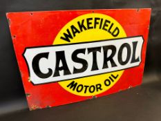 A Wakefield Castrol Motor Oil rectangular enamel sign by Bruton of London, 30 x 20".