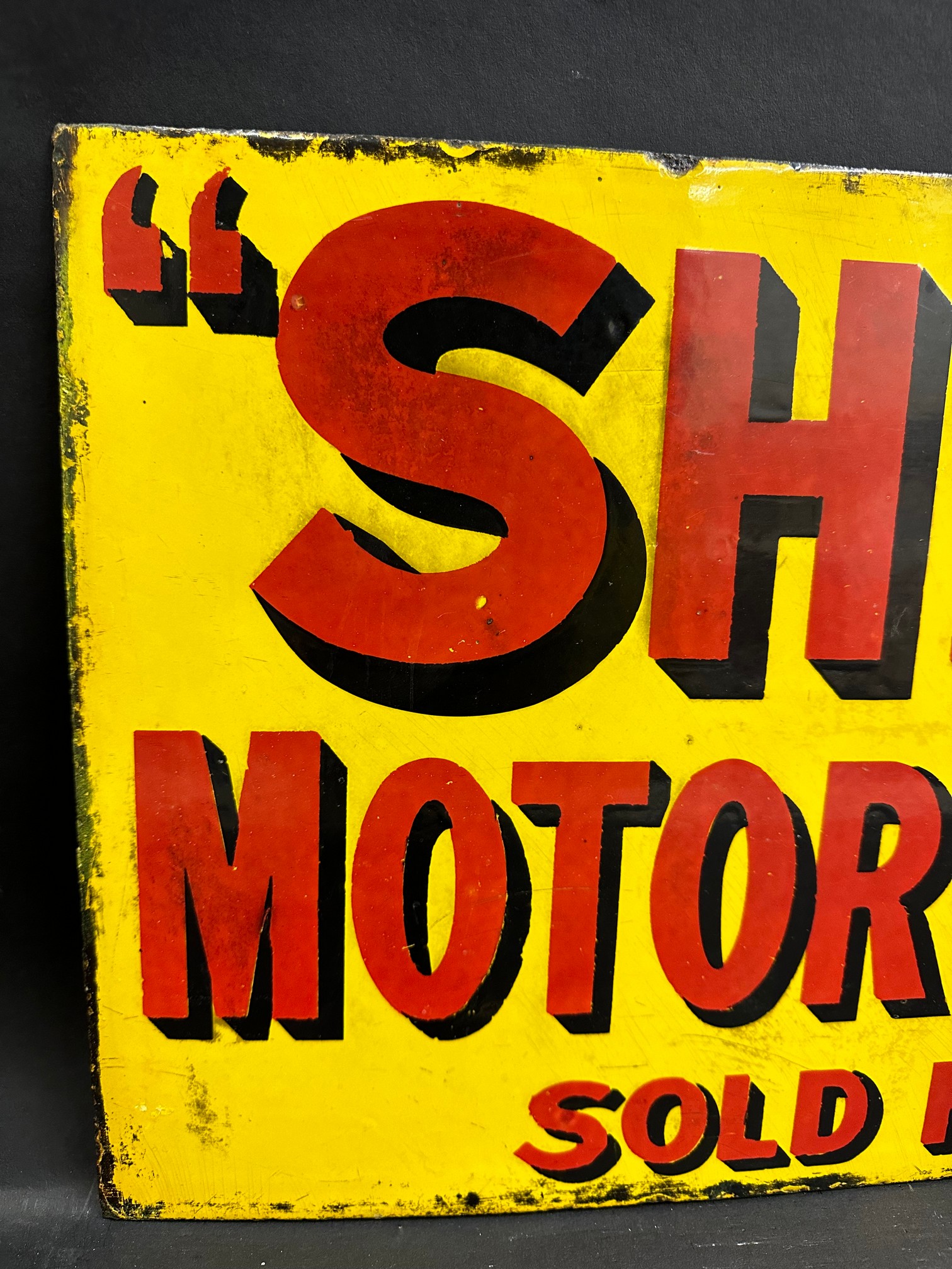 A Shell Motor Spirit Sold Here double sided enamel sign by Bruton of Edmonton, with replacement - Image 3 of 5