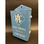 An RAC Road Service 'Join Here' plastic leaflet holder.