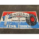 A Fisk Tires pictorial advertising banner, 112 x 33".