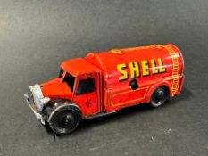 A Shell penny toy tinplate clockwork tanker.