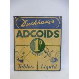 A Duckham's Adcoids pictorial double sided tin advertising sign, 18 x 21".