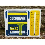 A Duckhams Motor Oil thermometer, lacking tube, 26 x 20".