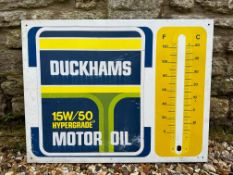 A Duckhams Motor Oil thermometer, lacking tube, 26 x 20".