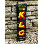 A KLG Sparking Plugs narrow enamel sign 6 x 25".