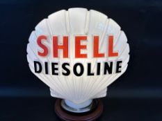 A Shell Diesoline glass petrol pump globe by Hailware, damage to neck.