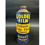 A Morris's of Shrewsbury Golden Film Hydraulic Brake Fluid cylindrical can.