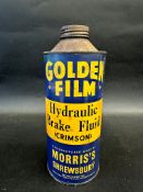 A Morris's of Shrewsbury Golden Film Hydraulic Brake Fluid cylindrical can.