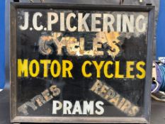 A rare rectangular hanging lightbox advertising J. C. Pickering Cycles, Motorcycles and Prams, 24