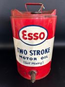 An Esso Two Stroke Motor Oil five gallon drum in very good condition.