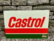 A Castrol rectangular tin advertising sign.