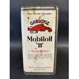 A Gargoyle Mobiloil 'B' grade square gallon can.