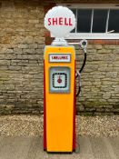 An Avery Hardoll electric petrol pump with hose, nozzle and reproduction glass petrol pump globe.
