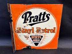 A Pratts Ethyl Petrol double sided enamel sign with hanging flange by Stocal, dated November '27, 16