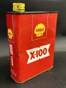 A Shell X-100 litre can.