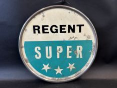 A Regent Super circular petrol pump sign, 14 1/2" diameter.