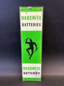 A Dagenite Batteries plastic fingerplate of unusual green colour, 3 x 10 1/4".