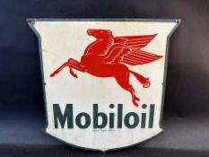 A Mobiloil flying pegasus shield-shaped enamel sign, 15 x 15".
