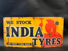 An India Tyres rectangular enamel sign, 24 x 12".