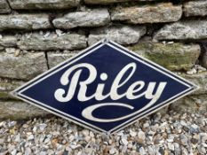 A Riley lozenge shaped double sided tin advertising sign, 27 x 14 1/2".