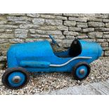 A rare version pedal car in the style of a 1930s single-seater racing car.