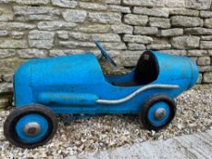 A rare version pedal car in the style of a 1930s single-seater racing car.