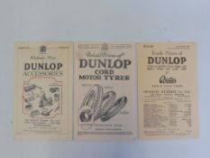 Three Dunlop Tyres accessory booklets, two dated 1923, the third 1927.