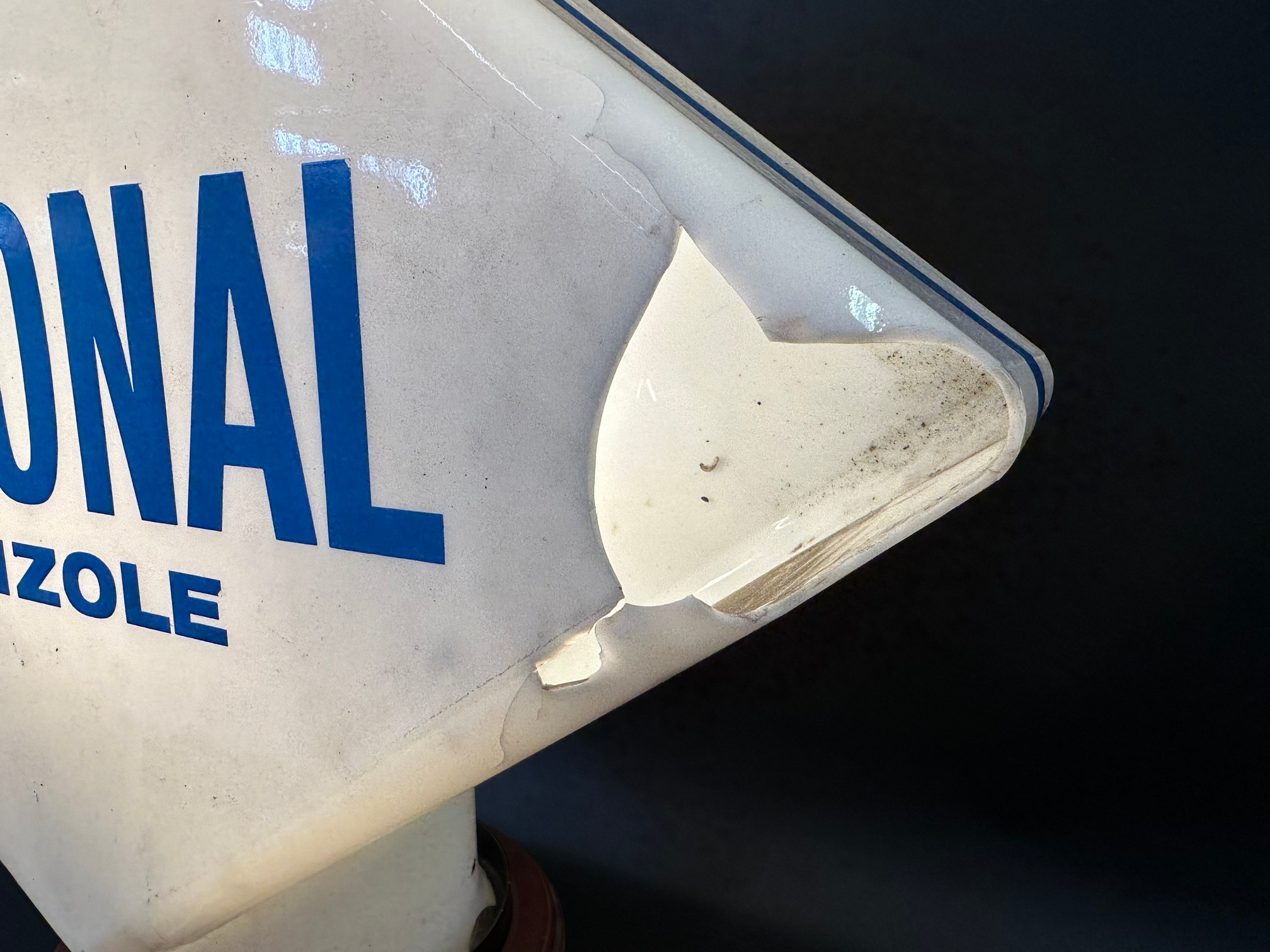 A National Benzole lozenge shaped glass petrol pump globe, fully stamped underneath, damage to a top - Image 5 of 6