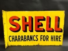 A Shell Charabancs For Hire double sided enamel sign with hanging flange with extensive