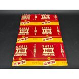 A uncut sheet of Shell X-100 Motor Oil tin, 15 12 x 23".