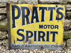 A Pratt's Motor Spirit AAOC double sided enamel sign with hanging flange 21 x 18".