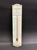 An unusual tin fronted thermometer advertising Robert Sellers funeral home.