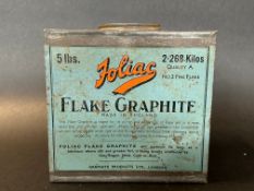 A Foliac Flake Graphite 5lb rectangular tin in good condition.