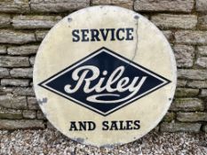 A Riley Service and Sales circular double sided aluminium advertising sign by Franco, 36" diameter.