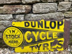 A Dunlop Cycle Tyres double sided enamel sign, with flattened hanging flange, 29 x 14".