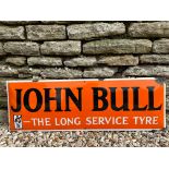 A John Bull - The Long Service Tyre rectangular convex enamel sign with excellent gloss, 36 x 12".