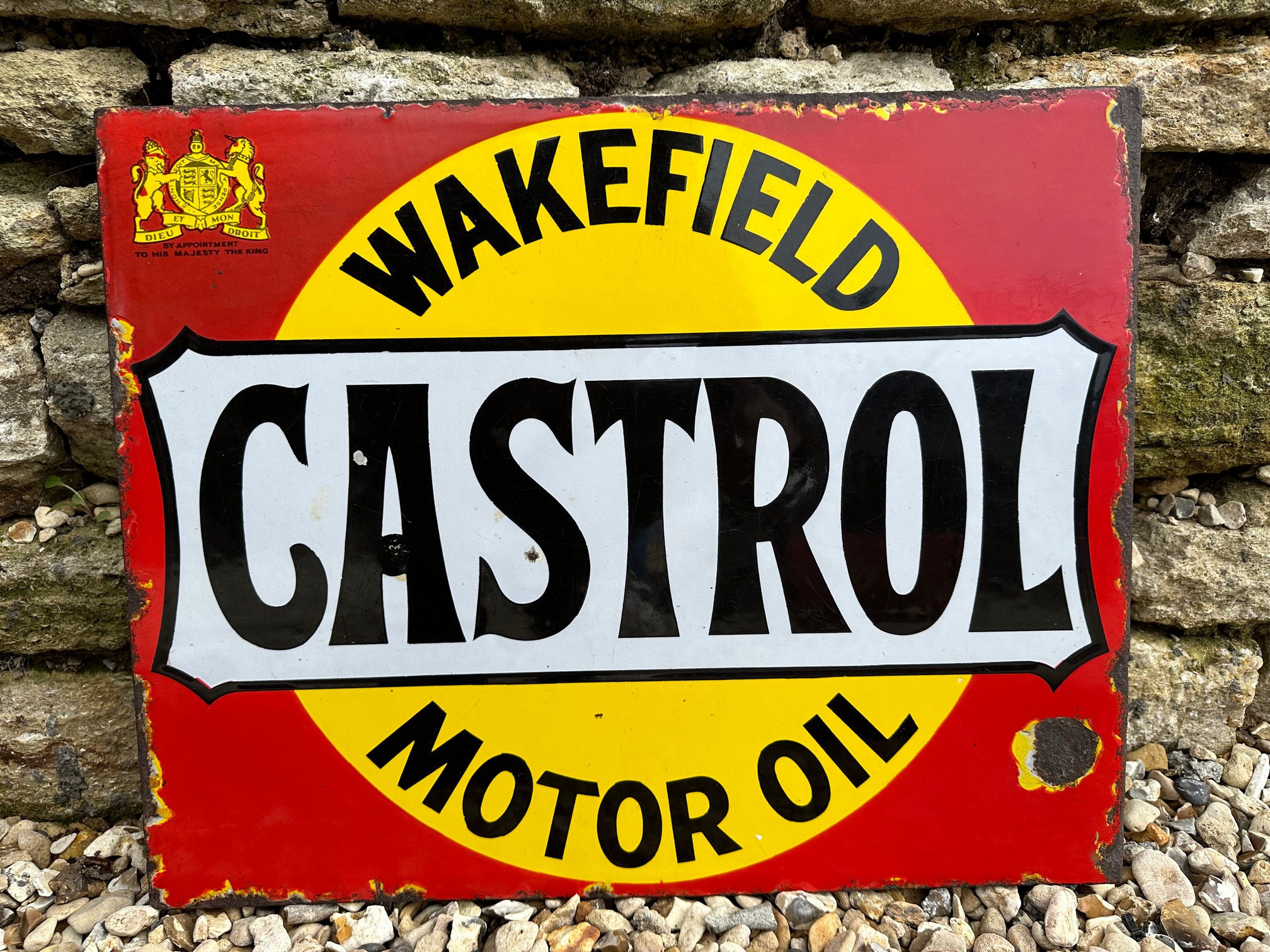 A Wakefield Castrol Motor Oil double sided enamel sign with hanging flange by Bruton of Palmers - Image 4 of 5