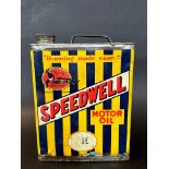 A Speedwell Motor Oil gallon can in good condition, complete with Speedwell sealed cap.