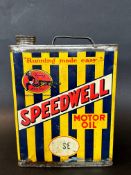 A Speedwell Motor Oil gallon can in good condition, complete with Speedwell sealed cap.