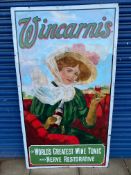 A large Wincarnis Wine Tonic pictorial enamel sign by Patent Enamel, depicting an Edwardian lady sat