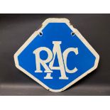 An RAC lozenge shaped double sided enamel sign, 22 1/2 x 22".