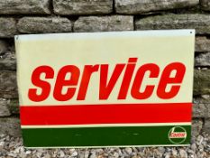 A Castrol Service rectangular tin advertising sign.