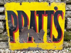A Pratt's double sided enamel sign by Franco, lacking hanging flange, 21 x 18".